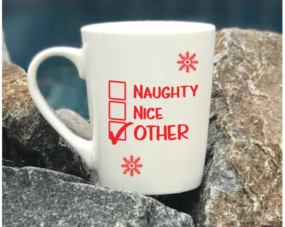 Naughty, Nice, Other Engraved coffee mug