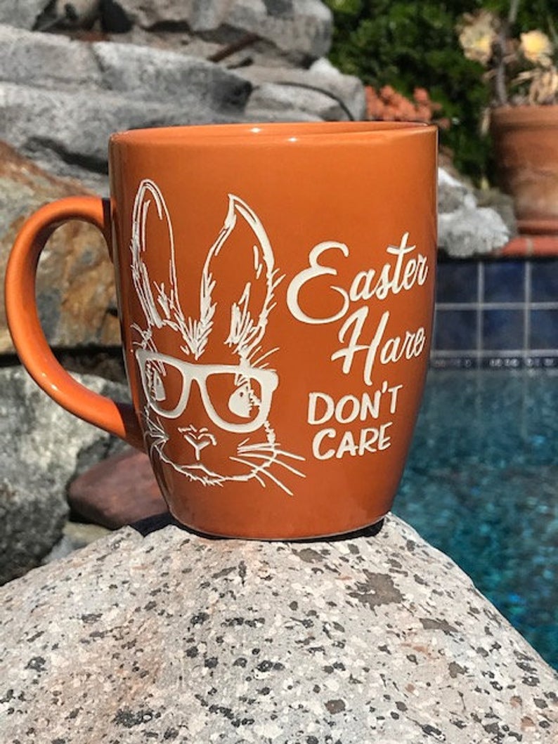 Easter Hare Don't Care Engraved coffee mug