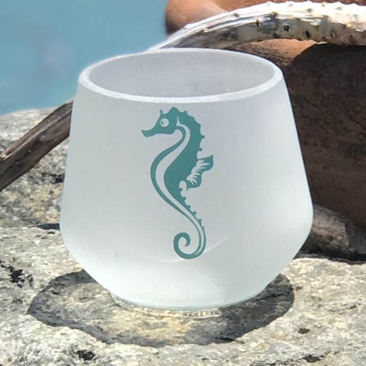 Beach themed engraved candle holders